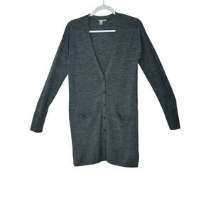 Halogen Cardigan Women Medium Gray Pockets Merino Wool Blend‎ Cozycore Corpcore